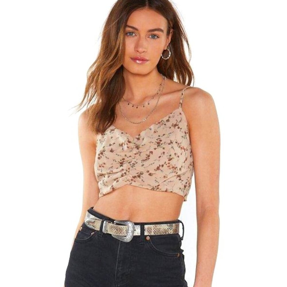 NWT! Nasty Gal ‘Prairie Floral’ Romantic Tie-Back Cropped Bralette